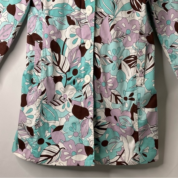 Chadwick's Vtg 70's Retro Styled Blue Floral Presley Long Button 4P Blazer - Picture 8 of 15